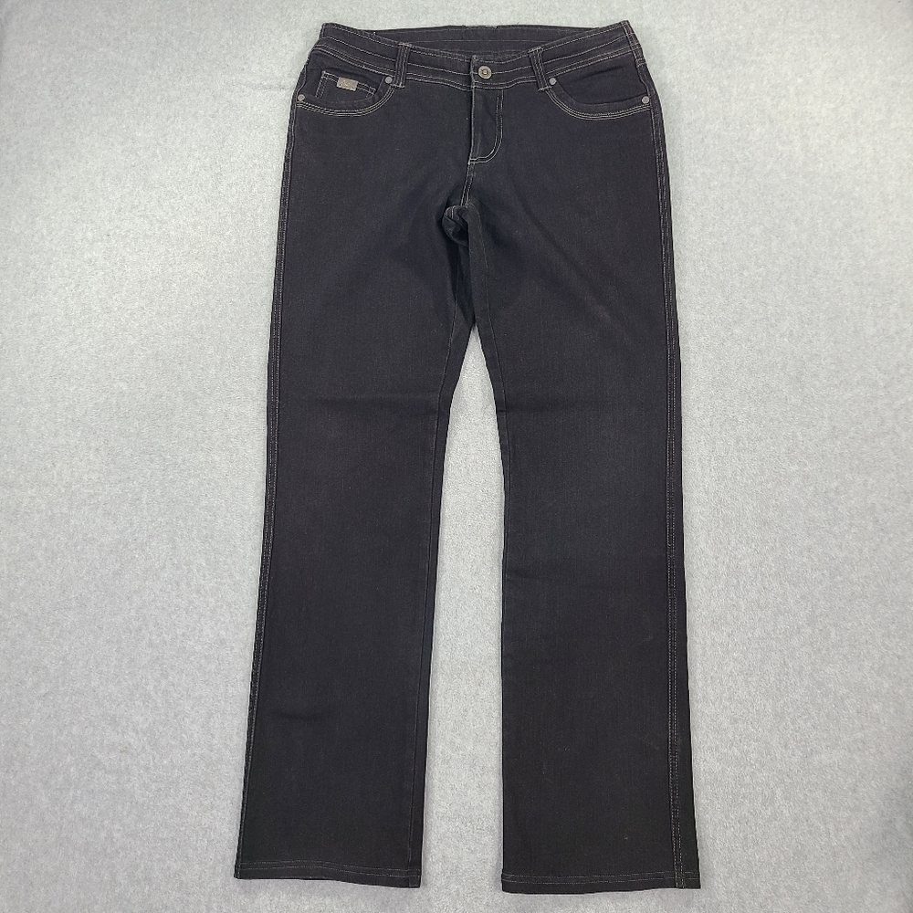 Kuhl Denim Jeans Womens 12 Regular Black Straight Drawstring Stretch Style #6202